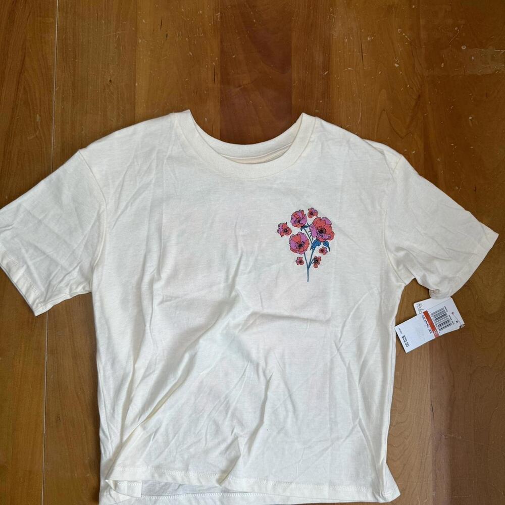 Rebellious One Distressed Graphic Cream Tee Women's - NWT